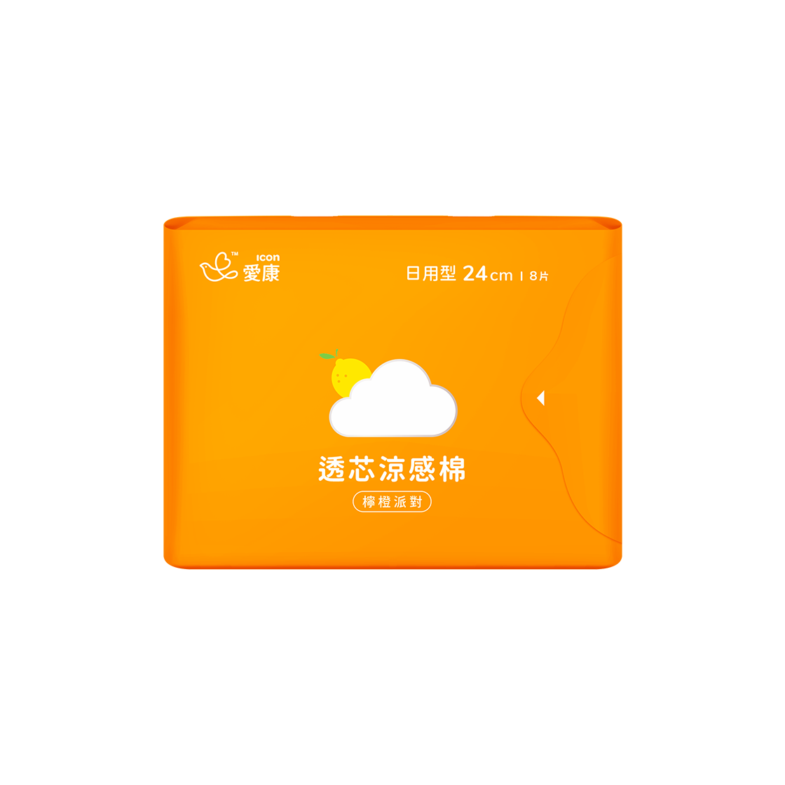 ICON Cooling Sanitary Napkin - Lemon Orange Party - Fruit Scented Day Use 24cm