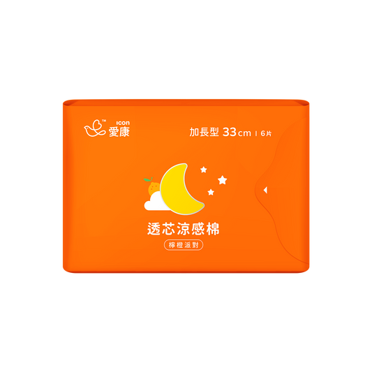 ICON Cooling Sanitary Napkin - Lemon Orange Party - Fruit Scented Extra Long 33cm